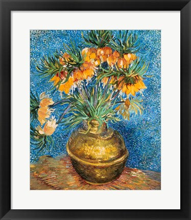 Framed Art Frame Art Crown Imperial Fritillaries in a Copper Vase, 1886 by Vincent Van Gogh Wall Decor 18x24 Artwork