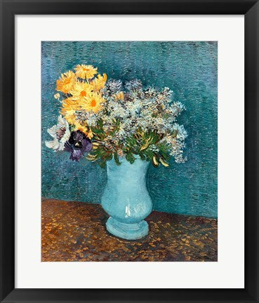 Framed Art Vase of Flowers, 1887 by Vincent Van Gogh Wall Decor 18x24 Artwork