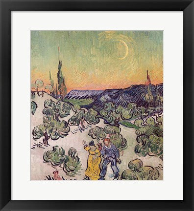 Framed Art Moonlit Landscape, 1889 by Vincent Van Gogh Wall Decor 18x24 Artwork