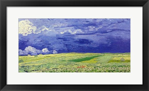 Framed Art Wheatfields under Thunderclouds, 1890 by Vincent Van Gogh Wall Decor 18x24 Artwork