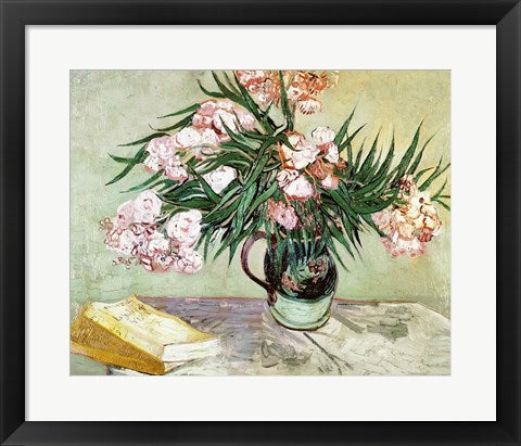 Framed Art Oleanders and Books, 1888 by Vincent Van Gogh Wall Decor 18x24 Artwork