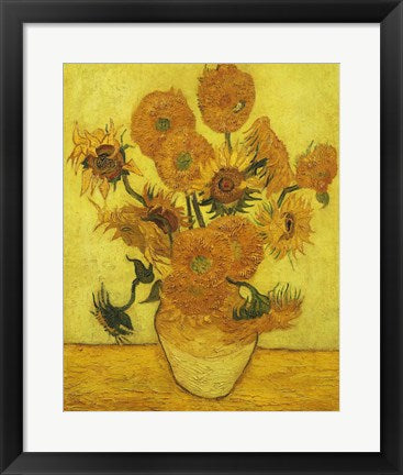 Framed Art Sunflowers, 1889 by Vincent Van Gogh Wall Decor 18x24 Artwork