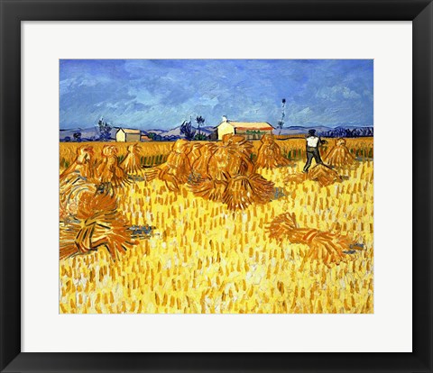 Framed Art Harvest in Provence by Vincent Van Gogh Wall Decor 18x24 Artwork