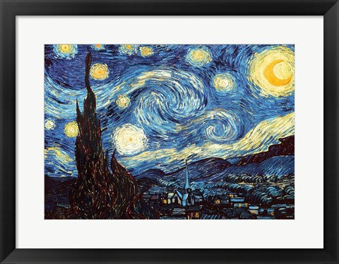 Framed Art The Starry Night, June 1889 by Vincent Van Gogh Wall Decor 18x24 Artwork