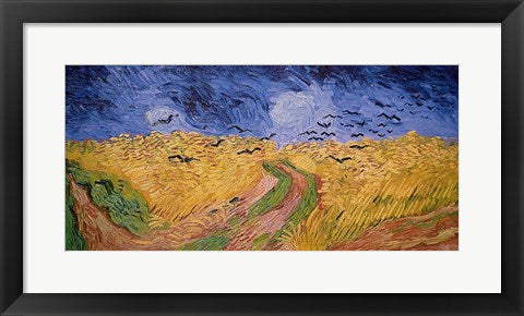 Framed Art Wheatfield with Crows, 1890 by Vincent Van Gogh Wall Decor 18x24 Artwork