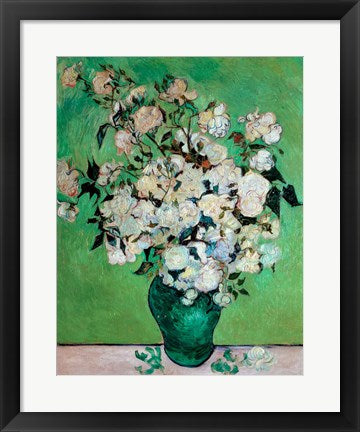 Framed Art Frame Art A Vase of Roses, 1890 by Vincent Van Gogh Wall Decor 18x24 Artwork