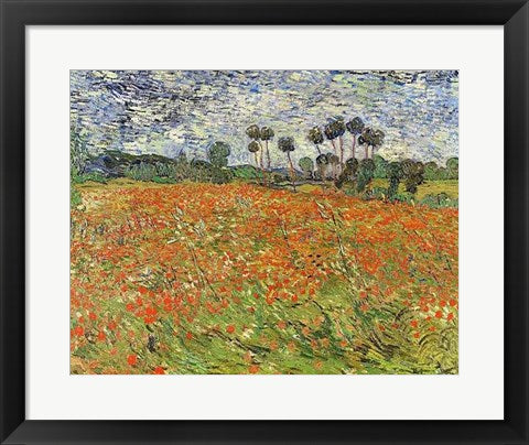 Framed Art Frame Art Field of Poppies by Vincent Van Gogh Wall Decor 18x24 Artwork