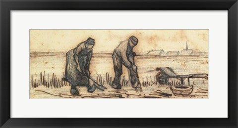 Framed Art The Potato Harvest by Vincent Van Gogh Wall Decor 18x24 Artwork