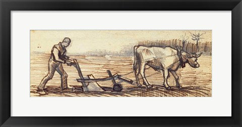 Framed Art At the Plough by Vincent Van Gogh Wall Decor 18x24 Artwork
