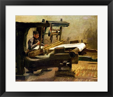 Framed Art Weaver at the Loom, Facing Right, 1884 by Vincent Van Gogh Wall Decor 18x24 Artwork