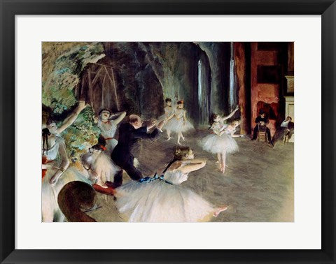 Framed Art The Rehearsal of the Ballet on Stage by Edgar Degas Wall Decor 18x24 Artwork