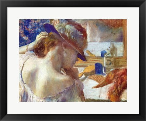 Framed Art In Front of the Mirror, 1889 by Edgar Degas Wall Decor 18x24 Artwork