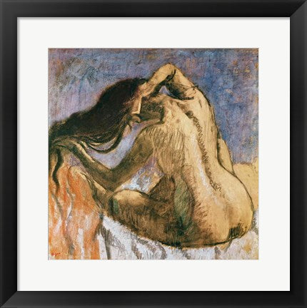 Framed Art Woman Combing her Hair B by Edgar Degas Wall Decor 18x24 Artwork