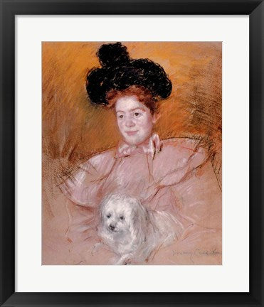 Framed Art Woman holding a dog by Mary Cassatt Wall Decor 18x24 Artwork