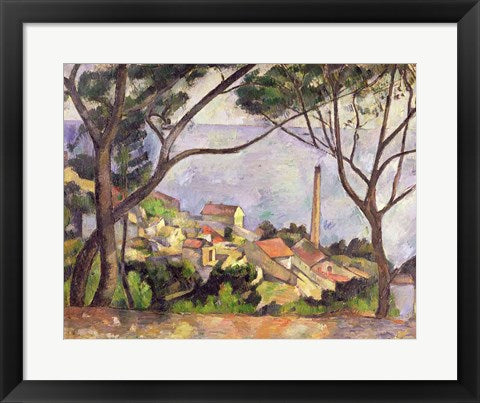 Framed Art The Sea at l'Estaque, 1878 by Paul Cezanne Wall Decor 18x24 Artwork