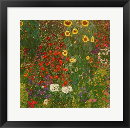 Framed Art Frame Art Farm Garden with Flowers by Gustav Klimt Wall Decor 18x24 Artwork