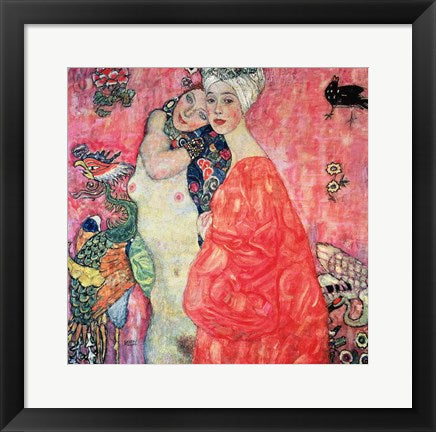 Framed Art Women Friends by Gustav Klimt Wall Decor 18x24 Artwork