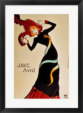 Framed Art Jane Avril by Henri de Toulouse-Lautrec Wall Decor 18x24 Artwork