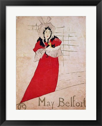 Framed Art May Belfort, France, 1895 by Henri de Toulouse-Lautrec Wall Decor 18x24 Artwork