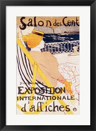 Framed Art Poster advertising the 'Exposition Internationale d'Affiches', Paris, c.1896 by Henri de Toulouse-Lautrec Wall Decor 18x24 Artwork