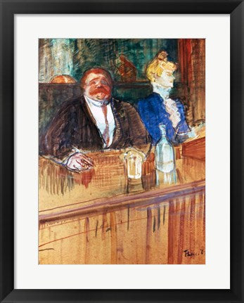 Framed Art In the Bar: The Fat Proprietor and the Anaemic Cashier, 1898 by Henri de Toulouse-Lautrec Wall Decor 18x24 Artwork