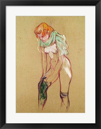 Framed Art Woman Pulling Up her Stocking, 1894 by Henri de Toulouse-Lautrec Wall Decor 18x24 Artwork