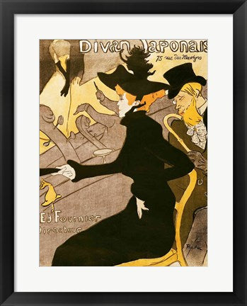 Framed Art Poster advertising 'Le Divan Japonais', 1892 by Henri de Toulouse-Lautrec Wall Decor 18x24 Artwork