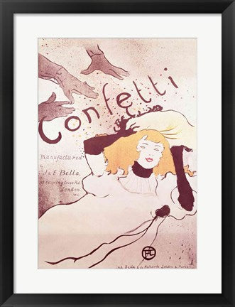 Framed Art Frame Art Confetti, 1893 by Henri de Toulouse-Lautrec Wall Decor 18x24 Artwork