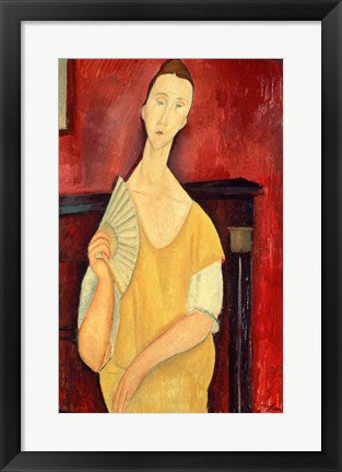 Framed Art Woman with a Fan by Amedeo Modigliani Wall Decor 18x24 Artwork