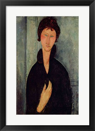 Framed Art Woman with Blue Eyes, c.1918 by Amedeo Modigliani Wall Decor 18x24 Artwork