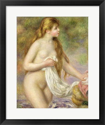 Framed Art Frame Art Bather with long hair, c.1895 by Pierre-Auguste Renoir Wall Decor 18x24 Artwork