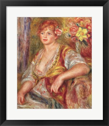 Framed Art Frame Art Blonde Woman with a Rose by Pierre-Auguste Renoir Wall Decor 18x24 Artwork