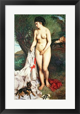 Framed Art Frame Art Bather with a Griffon dog, 1870 by Pierre-Auguste Renoir Wall Decor 18x24 Artwork