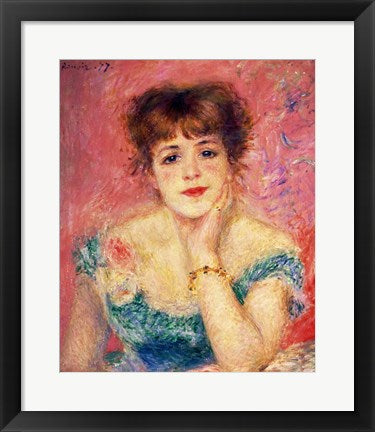 Framed Art Portrait of the actress Jeanne Samary, 1877 by Pierre-Auguste Renoir Wall Decor 18x24 Artwork