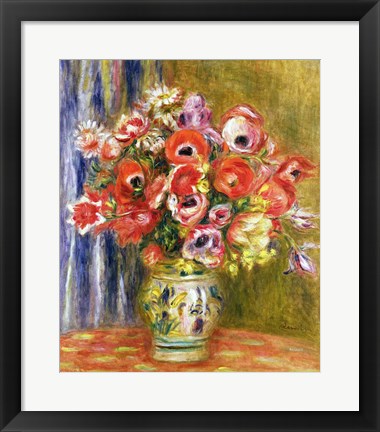 Framed Art Vase of Tulips and Anemones, c.1895 by Pierre-Auguste Renoir Wall Decor 18x24 Artwork