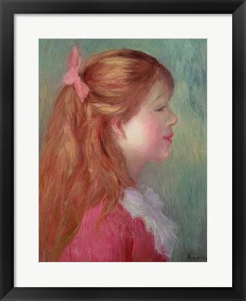 Framed Art Young girl with Long hair in profile, 1890 by Pierre-Auguste Renoir Wall Decor 18x24 Artwork
