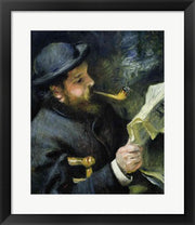 Claude Monet reading a newspaper by Pierre-Auguste Renoir