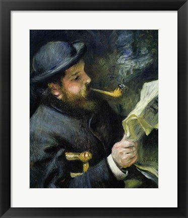 Claude Monet reading a newspaper by Pierre-Auguste Renoir