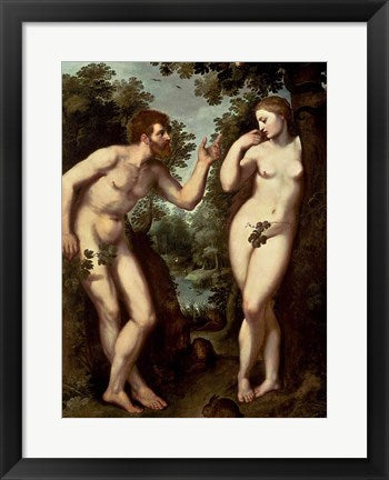 Framed Art Frame Art Adam and Eve, c.1599 by Peter Paul Rubens Wall Decor 18x24 Artwork