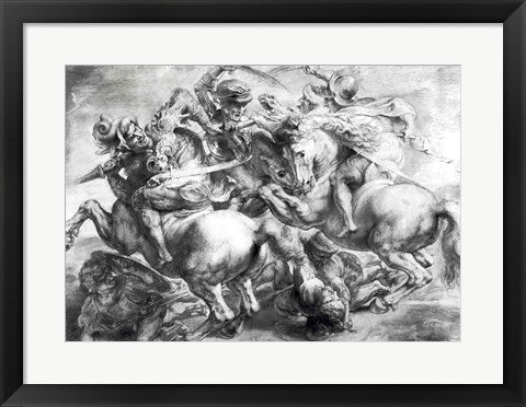 Framed Art The Battle of Anghiari after Leonardo da Vinci by Peter Paul Rubens Wall Decor 18x24 Artwork
