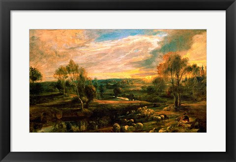 Framed Art Frame Art A Landscape with a Shepherd and his Flock by Peter Paul Rubens Wall Decor 18x24 Artwork