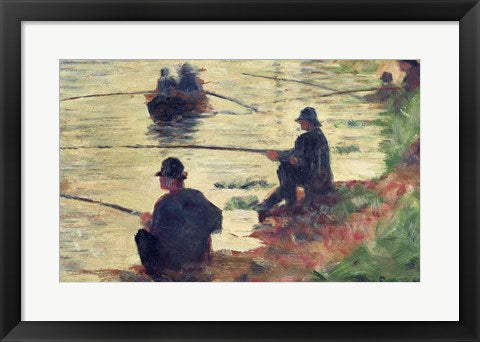 Framed Art Frame Art Anglers, Study for 'La Grande Jatte', 1883 by Georges Seurat Wall Decor 18x24 Artwork