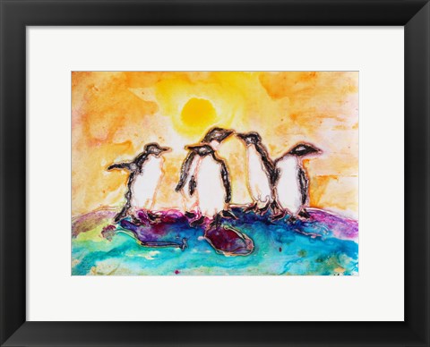 Framed Art Penguins Under the Sun by Natalie Talocci Wall Decor 18x24 Artwork