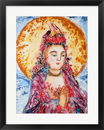 Framed Art Praying Buddha by Natalie Talocci Wall Decor 18x24 Artwork