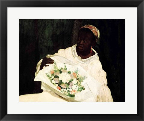Framed Art Olympia, detail of the black servant, 1863 by Edouard Manet Wall Decor 18x24 Artwork