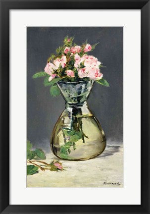 Framed Art Moss Roses in a Vase, 1882 by Edouard Manet Wall Decor 18x24 Artwork