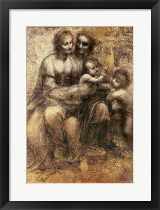 Framed Art The Virgin and Child with SS. Anne and John the Baptist, c.1499 by Leonardo Da Vinci Wall Decor 18x24 Artwork