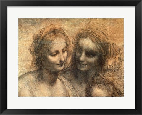 Framed Art Frame Art Detail of the Heads of the Virgin and St. Anne, from The Virgin and Child with SS. by Leonardo Da Vinci Wall Decor 18x24 Artwork