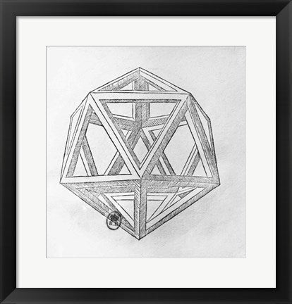 Framed Art Icosahedron by Leonardo Da Vinci Wall Decor 18x24 Artwork