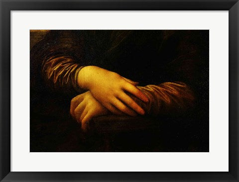 Framed Art Mona Lisa, detail of her hands by Leonardo Da Vinci Wall Decor 18x24 Artwork